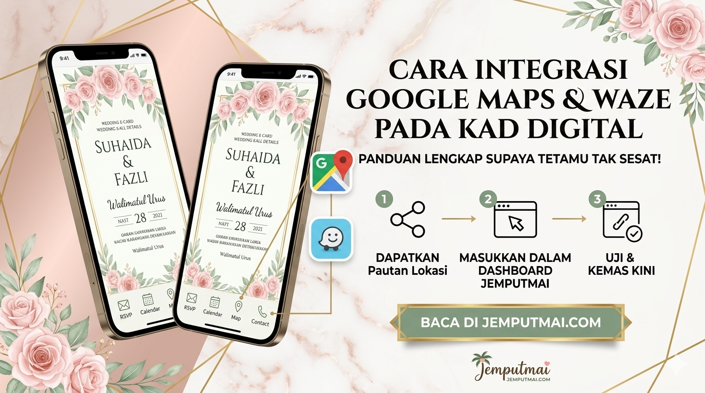 Cara Integrasi Google Maps & Waze Pada Kad Digital Supaya Tetamu Tak Sesat
